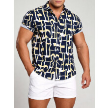 (C267, M) Hawaiian Floral Men's Short Sleeve Shirt Size Floral Short Sleeve Shirt for Men