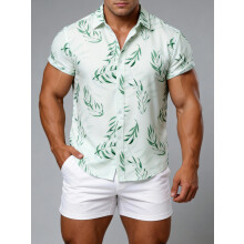 (C272, M) Hawaiian Floral Men's Short Sleeve Shirt Size Floral Short Sleeve Shirt for Men