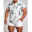 (C253, M) Hawaiianisches Herren-Kurzarmhemd mit Blumenmuster, Größe 1