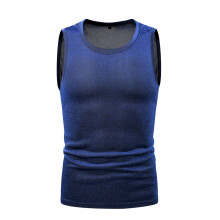 (Royal Blue, L) Summer Simple Shiny Men's Hot Stamping Sleeveless Vest ZT-YB02