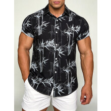 (C2780, 3XL) Hawaiianisches Herren-Kurzarmhemd mit Blumenmuster, Größe