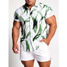(C259, XL) Hawaiian Floral Men's Short Sleeve Shirt Size Floral Short Sleeve Shirt for Men