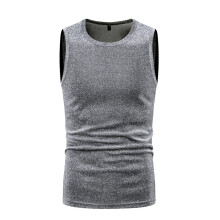 (Silver, M) Sommer Enkel Skinnende Herre Hot Stamping Ermeløs Vest ZT-YB02