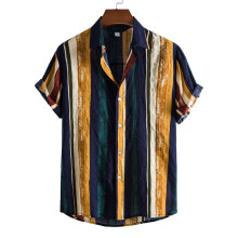 (C142, XL) Sommarblommig herrskjorta med kort ärm