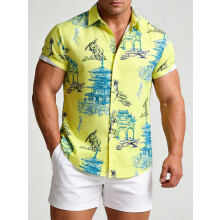 (C274, 3XL) Hawaiian Floral Men's Short Sleeve Shirt Size Floral Short Sleeve Shirt for Men