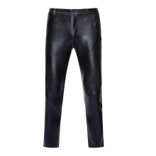 (Black, XXXL) Pantaloni da ballo casual da uomo con stampa a caldo, elasticizzati, tinta unita, modello ZT-K01