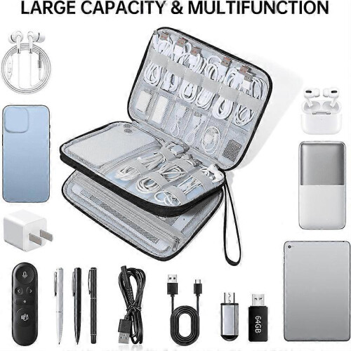 Electronics Organizer Travel, Travel Cord Organizer Case, Compact Electronics Accessories Bag - Black 1