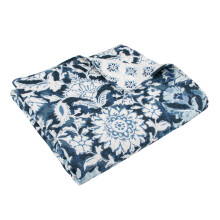 Levtex Home Laure Indigo blomsterprintet tæppe i bomuld, 125x150 cm
