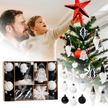 Christmas Velvet Ornaments Black White 32PCS