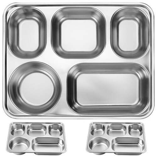 Stainless Steel Divided Cafeteria Tray 3 pcs