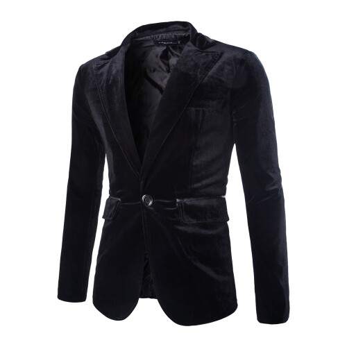 (Black, L) Herren-Cordblazer ZT-X52, einfarbig, Freizeitjacke 1