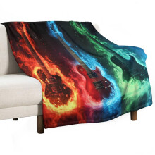 Fire Guitar Electric Blanket Red Green Blue 40x50 Inch Soft