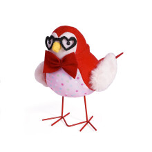 Valentine Bird Ornament Red Pink Plush Heart 3D