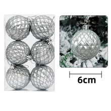 Ensemble de 6 pendentifs boules de Noël incassables de 60 mm