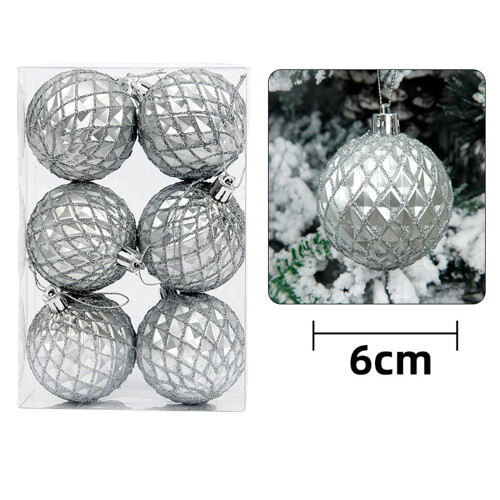 Ensemble de 6 pendentifs boules de Noël incassables de 60 mm