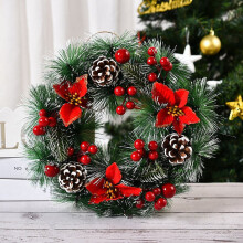 Christmas wreath artificial with pinecones berries flowers