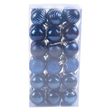 Boules de Noël en PVC bleu marine, 36 pièces, 4 cm