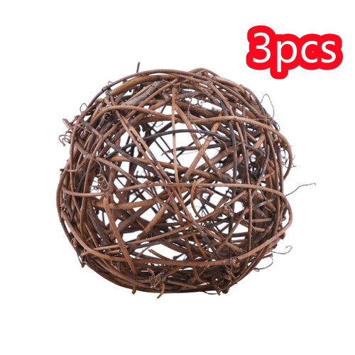 Boules de Noël décoratives en rotin (3 pièces)
