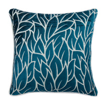 Housse de coussin à motif feuille en velours dévoré, 30 x 30 cm, lot de 2