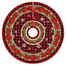 Jupe de sapin de Noël à carreaux rouges, verts et noirs (122 cm)