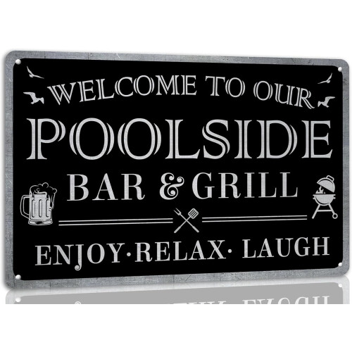 Placa de metal estilo bar/churrascaria com decoração retrô, 14 x 20 cm (5,5 x 8 polegadas)