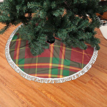 Jupe de sapin de Noël à franges en dentelle tartan 91 cm