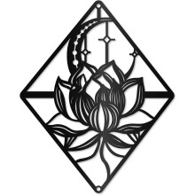 Lotus Metalen Muurdecoratie Maanbloem Zwart 9,8 x 7,9 inch