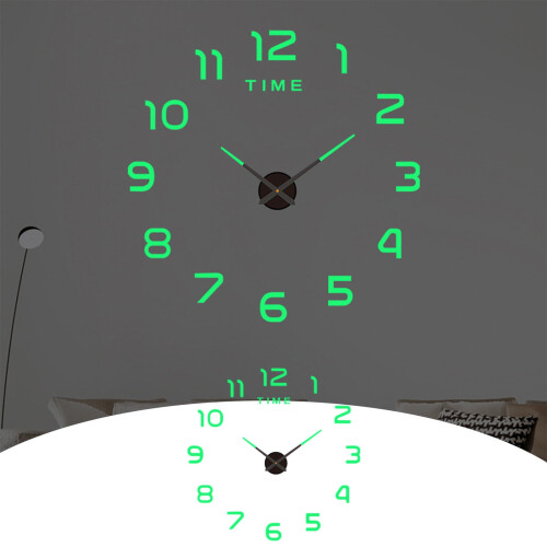 Horloge murale WJSXC à surface miroir, silencieuse et grand format