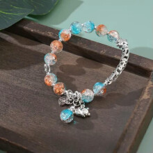 Kristallen vlinder-kattenhangerarmband voor dames in oranje en blauw