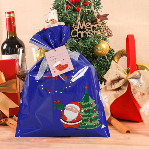 Bolsa de dulces navideña con cordón multicolor