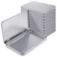 Boîte rectangulaire en métal argenté avec couvercle à charnière (10 pièces)