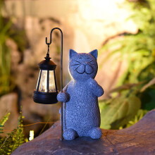 Statue de chat solaire pour jardin, en résine, décoration extérieure, 1 pièce