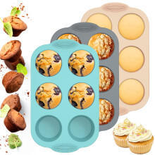 Moule à muffins en silicone Grusce, 6 cavités, antiadhésif, sans BPA