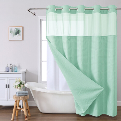 Dubbelt duschdraperiset med foder cyan 72x72 tum