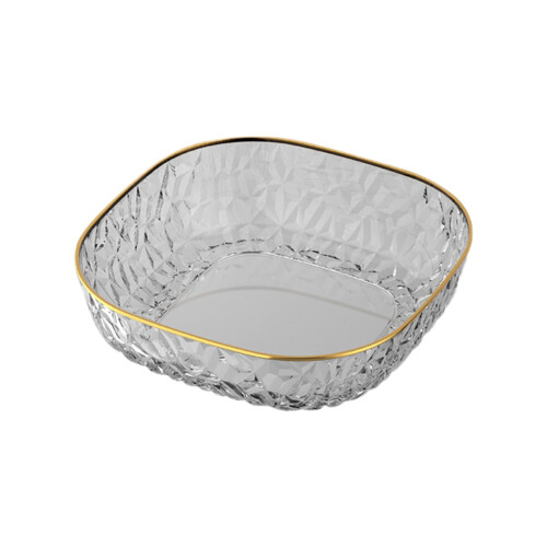Bandeja de frutas martelada com borda dourada em PET com padrão de pérolas (1 peça)
