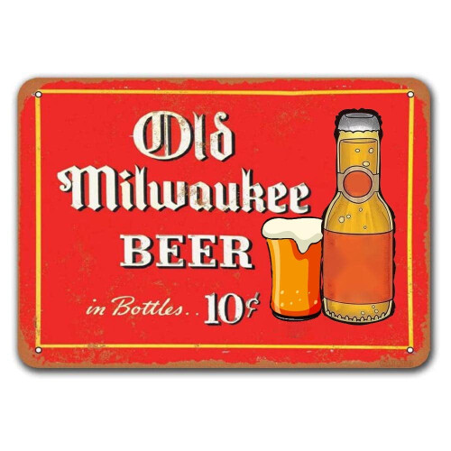 Placa de metal vintage de cerveja, alumínio, 20x30 cm (8x12 polegadas)