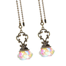 2Pcs Ceiling Fan Light Chain Home Crystal Ball Pendant Fashion Lamp Ornament