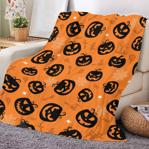 AURIGATE Halloween-flanellpledd med flaggermustrykk
