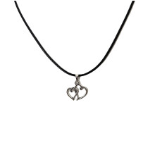 Hart-tot-hart bedeltje zwarte waxkoord choker