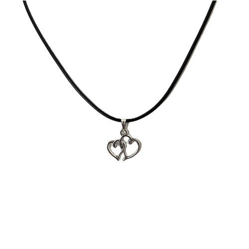 Hjerte-til-hjerte charme sort voksreb choker