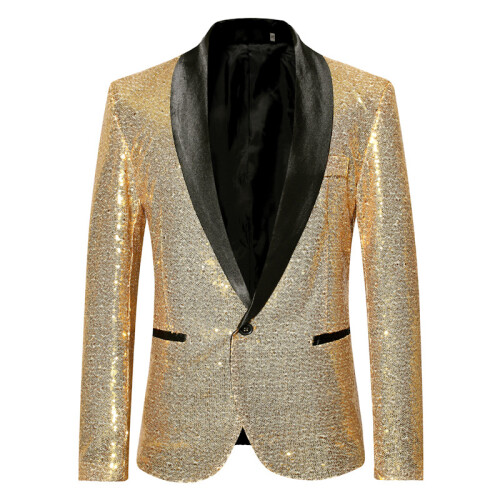 (Silver, S) Men's Gold Sequin Suit ZT-X35 1