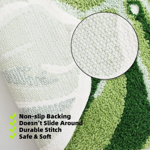 Grote douchemat met bladeren, antislip groene badmat met 2