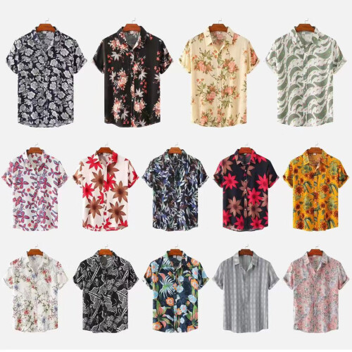 (C60, M) Men's Floral Short Sleeve Button-Down Shirt 1