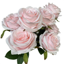 Künstlicher rosa Rosenstrauß mit 9 Köpfen, Hochzeitsdekoration