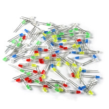 LED-diodes met ronde kop, 3 mm en 5 mm, diverse kleuren, verpakking.