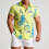 (C251, M) Hawaiianisches Herren-Kurzarmhemd mit Blumenmuster, Größe 4
