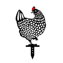 Estaca de jardín metálica con silueta de pollo, 25 cm.
