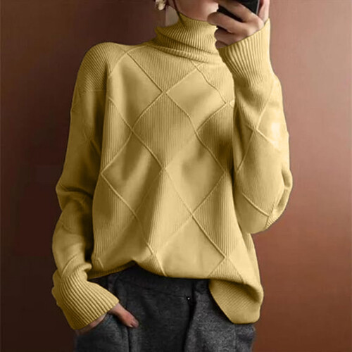 Pull en maille pour femme, manches longues, col rond oversize 2