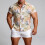 (C242, M) Hawaiianisches Herren-Kurzarmhemd mit Blumenmuster, Größe 5