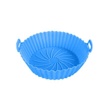 Molde redondo de silicona azul de 7,1 pulgadas para horno y freidora de aire.